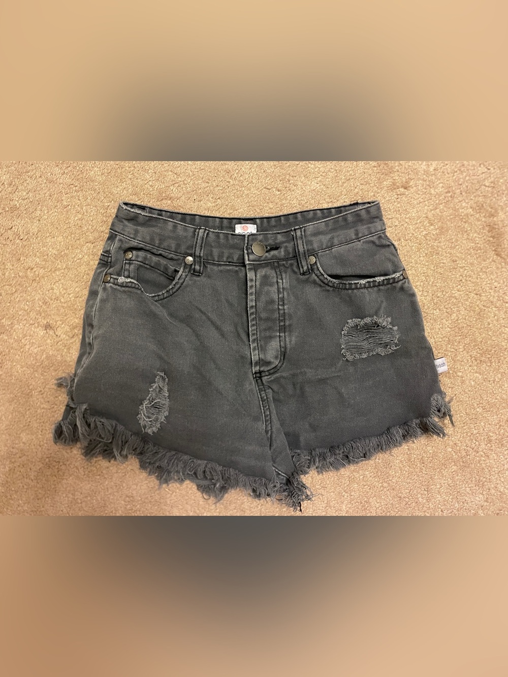 Sisstr Revolution Distressed Black Denim Shorts (25)